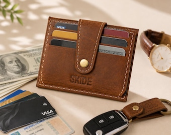 RFID Genuine Leather Women’s ID Wallet Slim Leather Card Holder Credit Card Wallet Small Bifold Wallet Women’s Leather Wallet Gift for Her