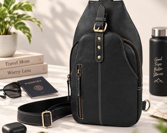 Bolso bandolera de piel auténtica – Bolso bandolera pequeño de viaje, bolso bandolera de piel ultrasuave, bolso bandolera de piel granulada hecho a mano