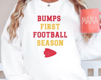 bumps first football season, bumps first chiefs season, chiefs maternity tshirt, kansas city football pregnancy sweatshirt, future KC baby