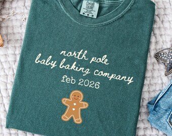christmas pregnancy announcement shirt, comfort colors, custom new baby reveal, baby shower gift, new mom tshirt, xmas maternity tee
