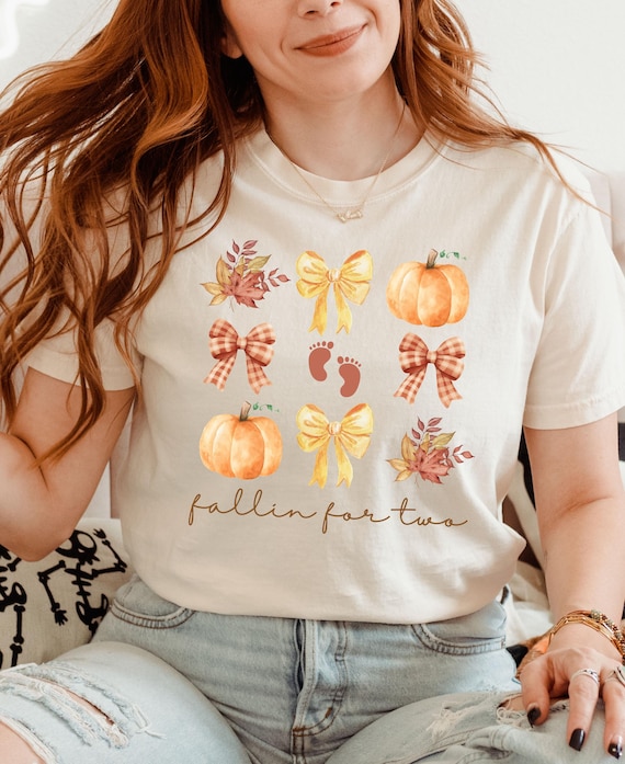 Camiseta para anunciar el embarazo en otoño, revelación del bebé