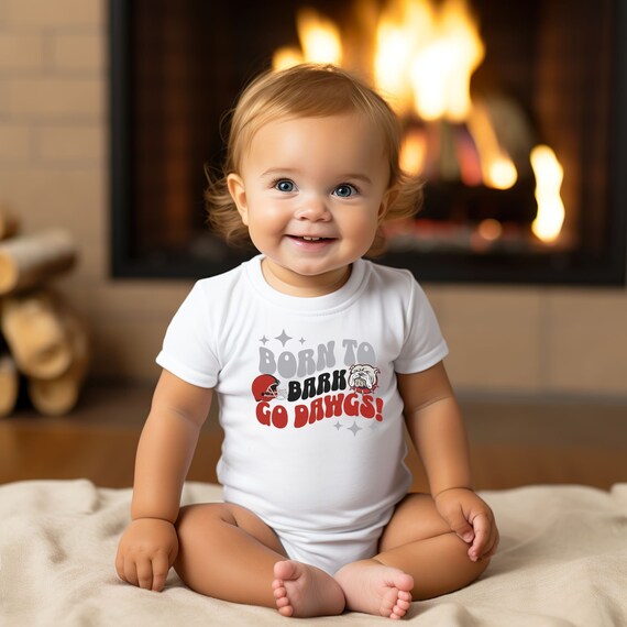 Born to Bark First Football Season Georgia Bulldog Fan New Baby Gift Georgia Baby Shower Georgia Bulldawgs Bodysuit Georgia Baby Etsy