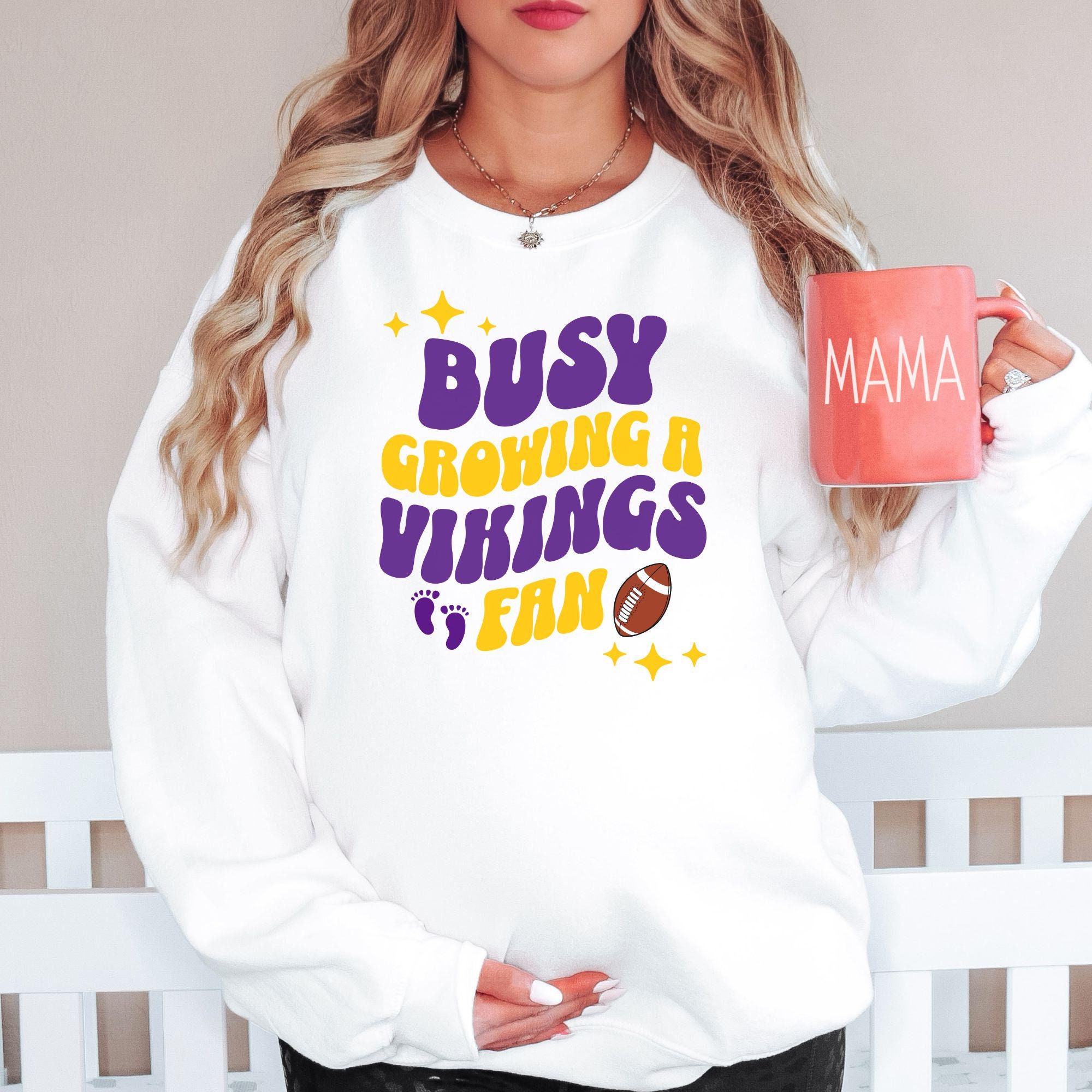 Busy Growing a Vikings Fan Vikings Maternity Tshirt Vikings Pregnancy Announcement Vikings Maternity Crewneck Minnesota Pregnancy Shirt Etsy