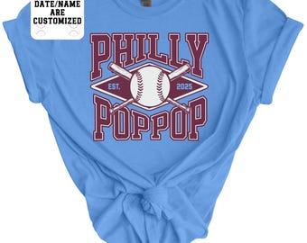 philadelphia poppop, philadelphia Retro Baseball pop gift T-Shirt gift for grandpa, philly grandpa shirt custom philly baseball tee