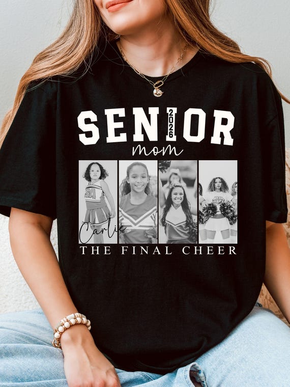 custom senior cheer mama shirt, custom photo mom tee, senior night mom shirt, school team mom, gift for cheer mom, personalized tee