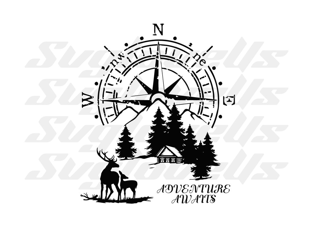 Adventure Awaits Svg, Compass Svg, Car Decal Svg, Truck Sticker Svg ...