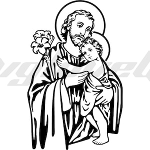 San Jose and Jesus Svg, Jesus Design for Cricut, St Joseph Svg, Instant Download, Svg, Ai, Png, Jpg,Dxf, Eps, Pdf Files Ready For Print
