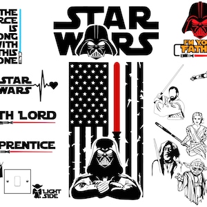 Paquete Svg de Star Wars, Fuerza contigo Svg, Personajes de Star Wars Svg, Darth Vader Svg, Ven al lado oscuro, Personalizar regalo Svg, Svg, Pdf,