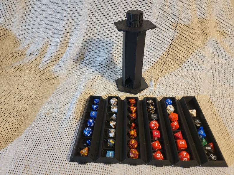 Roll up Dice Storage Box for 42 Dice With Built in Dice Tower Dungeons