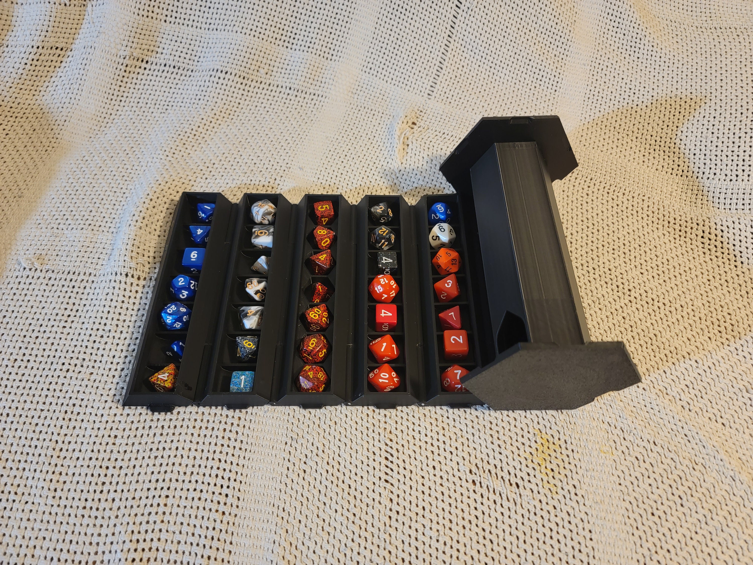 Roll up Dice Storage Box for 42 Dice With Built in Dice Tower Dungeons