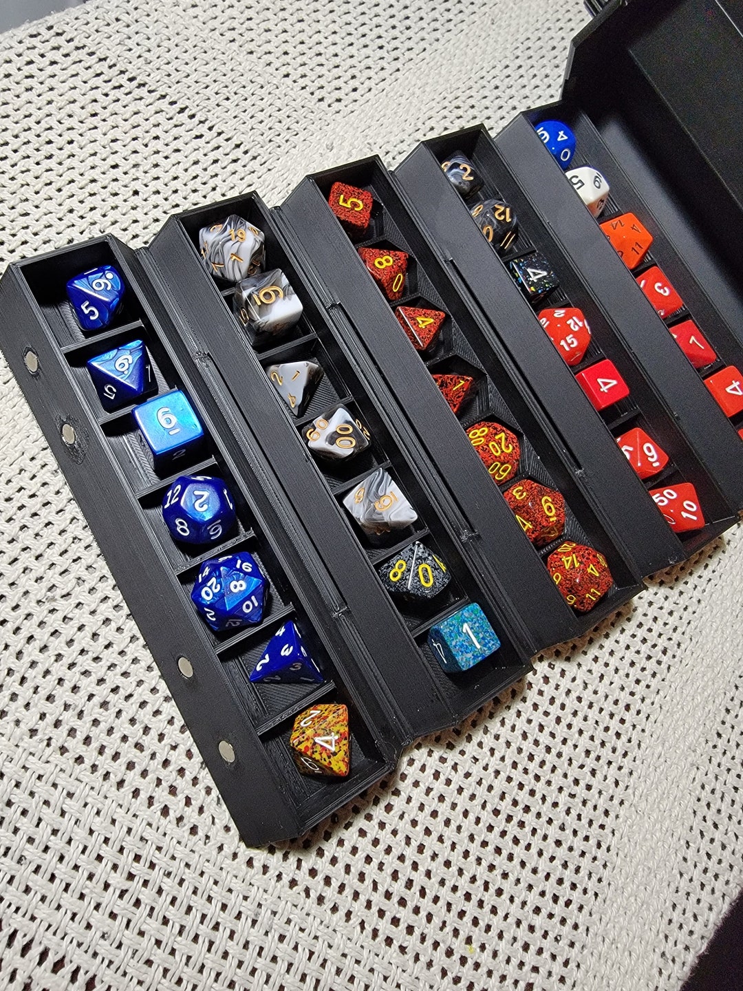 Roll up Dice Storage Box for 42 Dice With Built in Dice Tower Dungeons