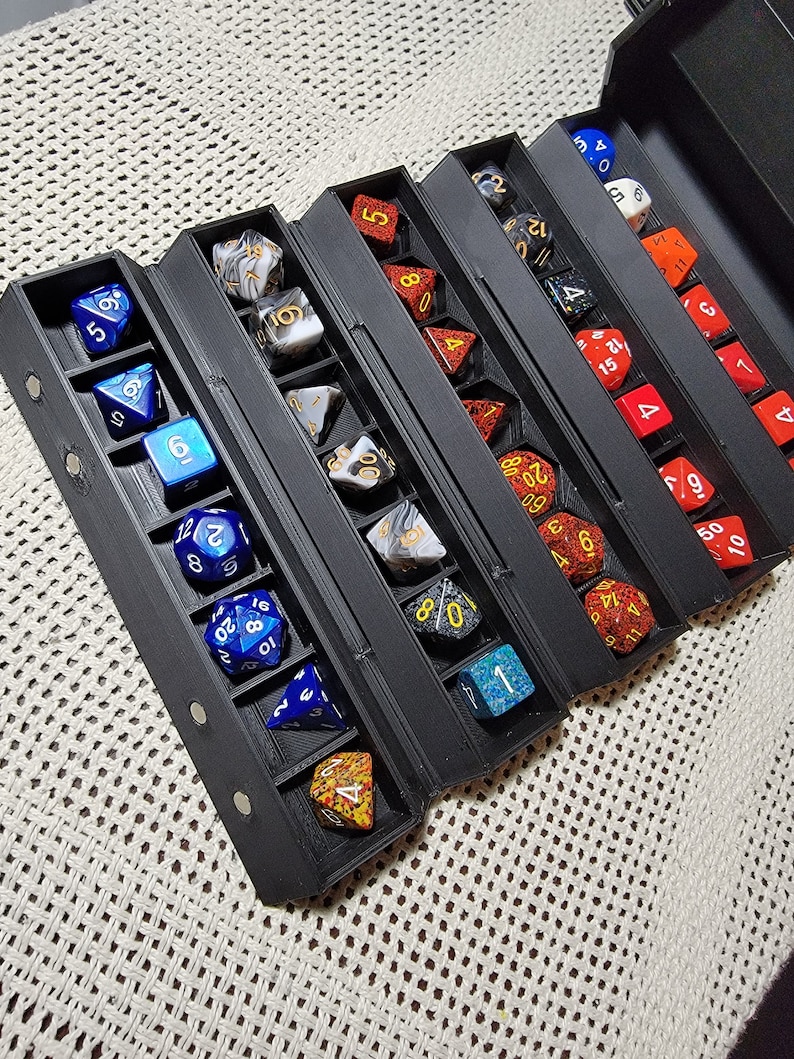 Roll up Dice Storage Box for 42 Dice With Built in Dice Tower Dungeons