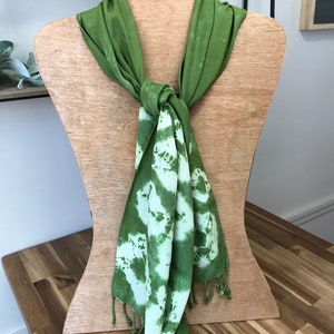 Hand Tie Dyed Rayon Scarf - Apple Green
