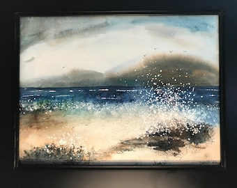 By The Shore, Original Framed Watercolor