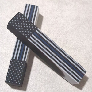 Knife handle material. USA Thin blue line flag small.