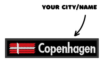 Personalized Denmark Flag Patch: Embroidered Danish Flag, Custom Name