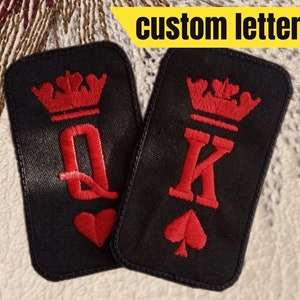 Coppia di carte da gioco personalizzate, idea regalo personalizzata, toppe da stirare/applique personalizzate per giacche, carte King Queen ricamate da MottoPatch