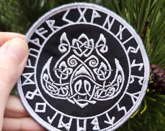 Geborduurde patch Gullinbursti-zwijn: Noors Vikingdecor