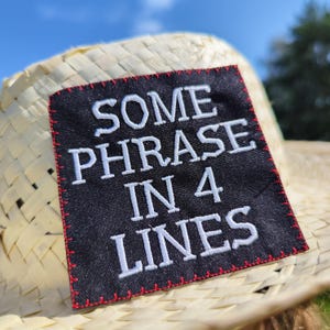 Custom Punk Patch 4 Lines of Words, Crust Punk Patch Sew On, Punk Patches Embroidered, Jacket Canvas Patch with my text white on black