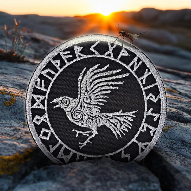 Norse Raven Patch: Hugin Munin, Viking Embroidered Iron-on, Celtic Crow ...