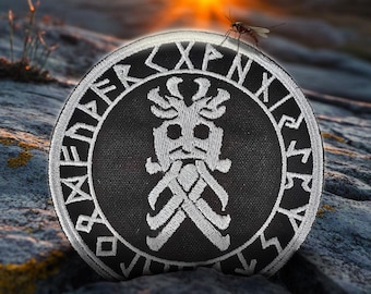 Toppa Ricamata Vikings Con Lupo Nordico - Applicazione A Ferro O Cucitura 7.5x8.5cm - Foto 11