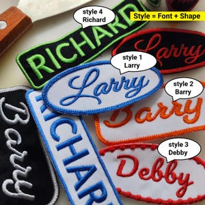 Custom Vintage Style Name Patch Oval: Embroidered Mechanic/Bowling Work Shirt Tag image 7