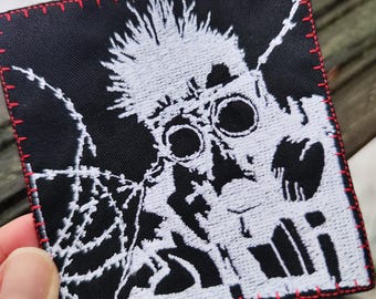 Cyberpunk Gas Mask Patch: Barbed Wire Embroidered Canvas