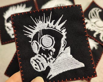 Gas Mask Cyberpunk Patch: Embroidered Punk Applique, Gamer Patch Sew On Canvas