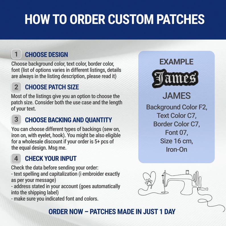 Custom Name Patch All Size Iron On Embroidered - Personalized Text No Minimum Labels imagen 10