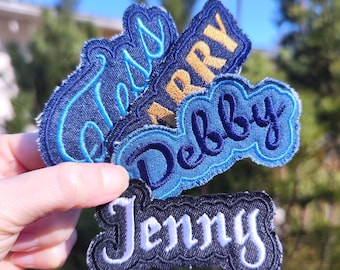 Custom Embroidered Name Patch: Iron On Denim Jean Repair Applique