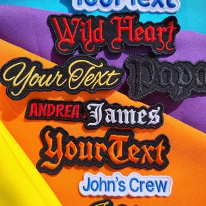 Custom Name Patch All Size Iron On Embroidered - Personalized Text No Minimum Labels
