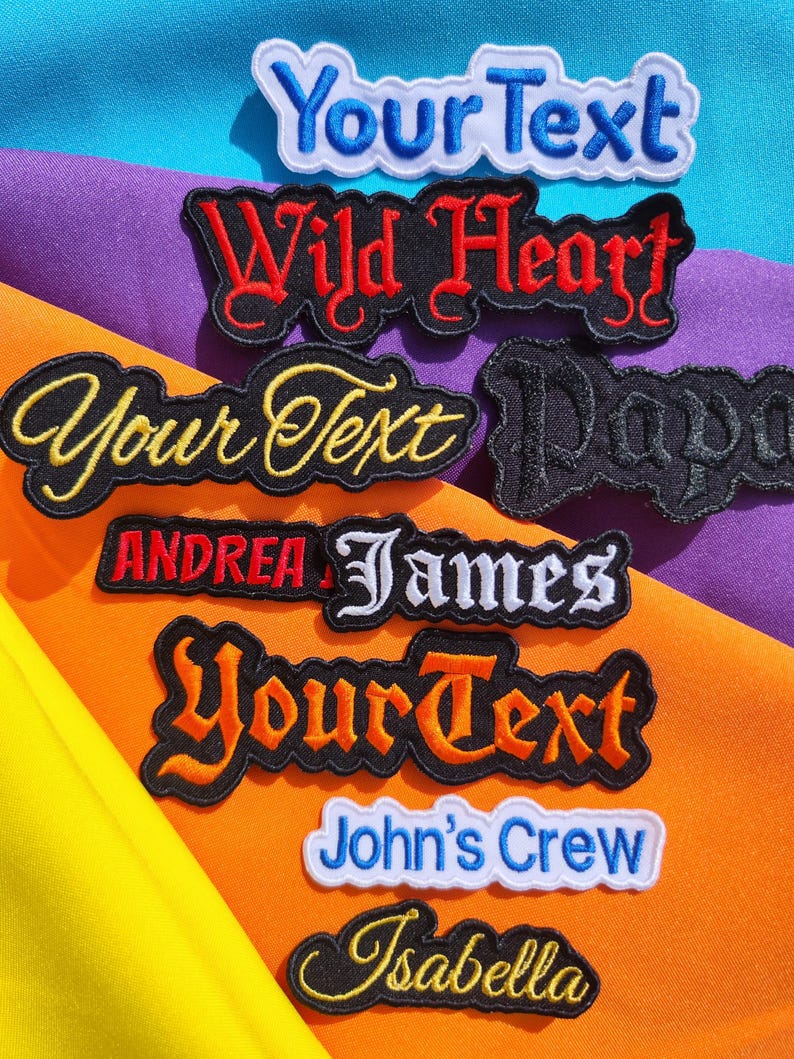 Custom Patch with Name embroidered near me and no minimum, many colors and all size