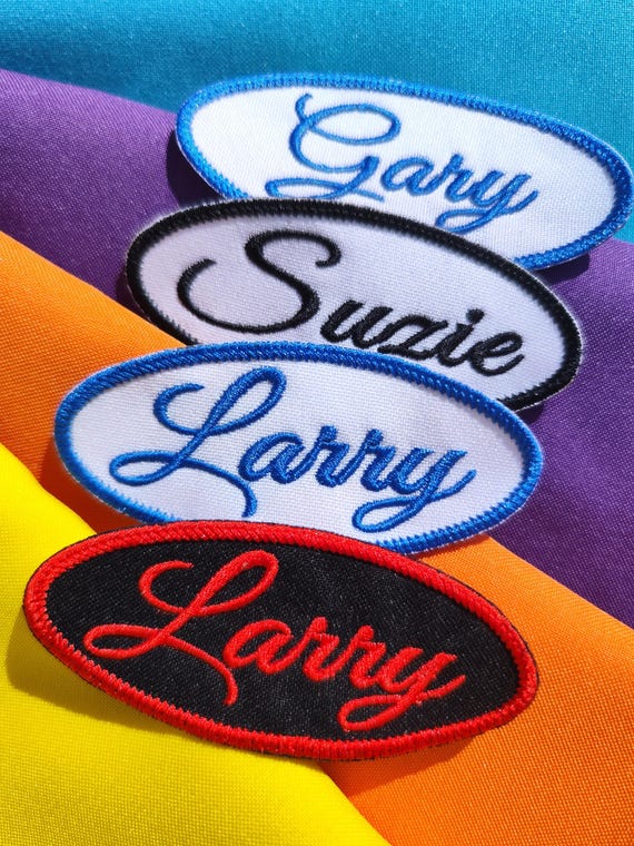 Custom Vintage Style Name Patch Oval: Embroidered Mechanic/Bowling Work Shirt Tag