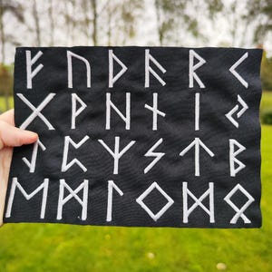 Futhark Runes Embroidered Patch: Viking Norse Amulet