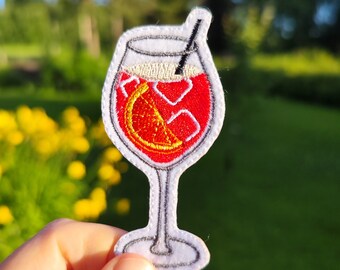 Aperol Spritz Cocktail Patch: Embroidered Summer Drink Applique