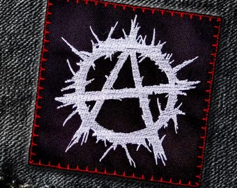 Anarchy Symbol Patch: Barbed Wire, Leftist Political Punk Jacket Patch