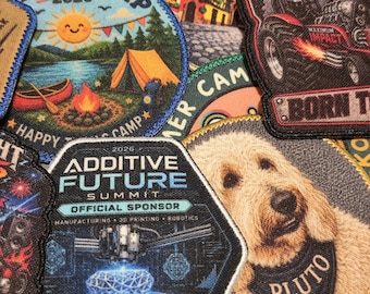 Custom Printed Sublimation Patch with Image – Embroidered Edge – Sew On Iron On Hook Loop – 6cm 8cm 12cm 17cm