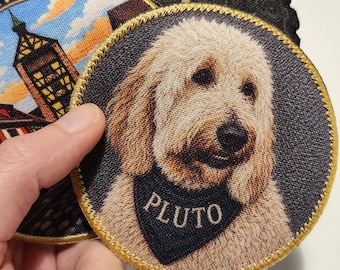 Custom Photo Patch – Sublimation Print with Embroidered Border – Sew On Iron On Hook Loop – Personalized Patch 6 8 12 17 cm