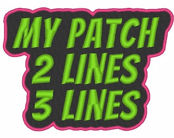 Custom Embroidered Patch 3 Line, 2 Row: Iron On Applique, Personalized Text, Many Fonts