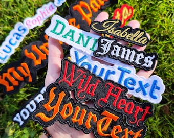 Custom Name Patch All Size Iron On Embroidered - Personalized Text No Minimum Labels