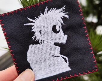 Naszywka z maską gazową Cyberpunk: haftowana aplikacja do naszycia