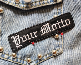 Custom Old English Patch Embroidered, Biker Badge, Punk Patches, Gothic Font Patch
