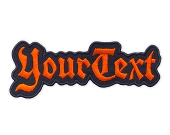 Custom Gothic Metal Script Name Patch - Embroidered Iron-On Label