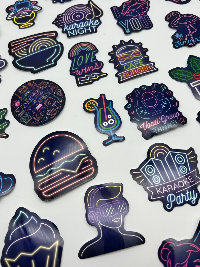10 Random Sticker Pack Eye-catching Neon Stickers: Add a Pop - Etsy