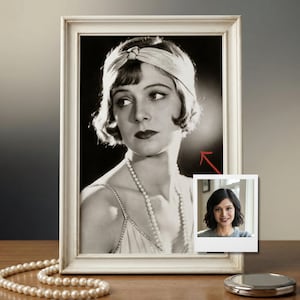 Custom Flapper Style Portrait 1920s Woman Art Deco Inspired Photo To Vintage Wall Print