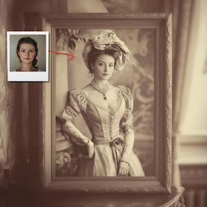 Personalized Victorian Lady Portrait, Custom 19th Century Aristocratic Artwork from Your Photo