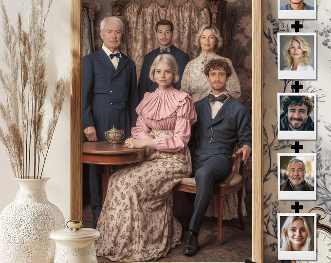 Custom Victorian Style Family Portrait from Photo, Personalized Historical Family Artwork, 1900s Vintage Picture, Antique Decor