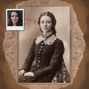 Victorian Era Women&#39;s Portrait from Photo, Custom 1850s Framed Photo, Vintage victorian Print, Antique Decor