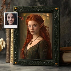 Custom Elven Princess Portrait from Photo, Personalized Elf Art, Mythical Cosplay Character Illustration, Custom Fantasy Gift for Her