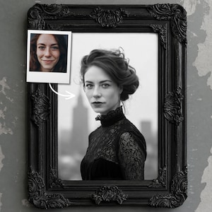 Victorian Gothic Portrait From Photo, Custom Vintage London Style Gothic Decor, Personalized Wall Art Gift